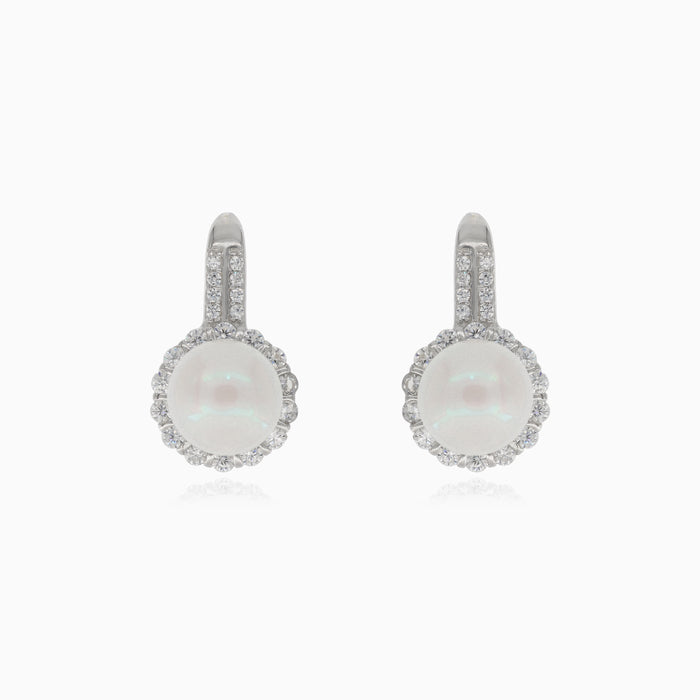 Pendientes de plata con perla y adornos de circonita cúbica
