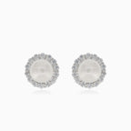 Silver earrings with pearl and cubic zirconia