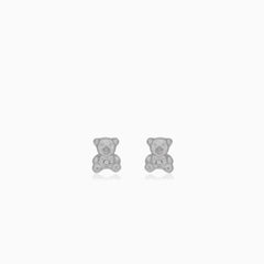 Sterling silver teddy bear stud earrings