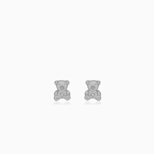 Sterling silver teddy bear stud earrings