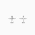 Sterling silver airplane stud earrings