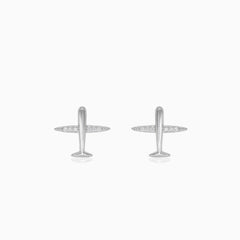 Sterling silver airplane stud earrings