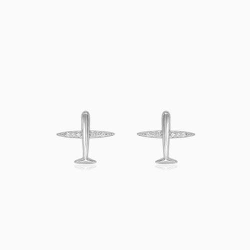 Sterling silver airplane stud earrings