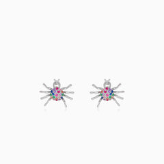 Sterling silver spider stud earrings