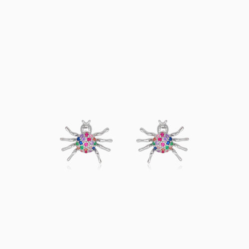 Sterling silver spider stud earrings