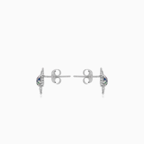 Sterling silver spider stud earrings