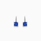 Sterling silver drop earrings with synthetic sapphire