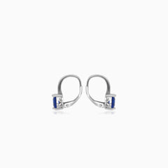 Sterling silver drop earrings with synthetic sapphire