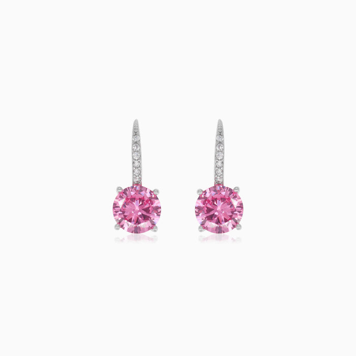 Boucles d’oreilles pendantes en argent sterling avec quartz rose rond