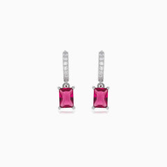 Sterling silver earrings with ruby elegance