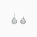 Sterling silver drop earrings with white opal