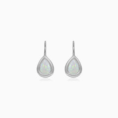 Sterling silver drop earrings with white opal