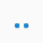 Sterling silver blue opal stud earrings on prong set