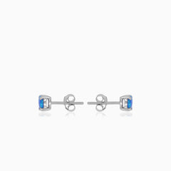 Sterling silver blue opal stud earrings on prong set