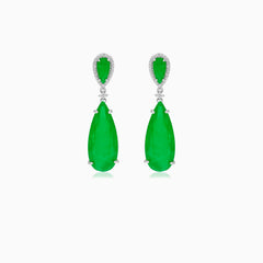 Sterling silver emerald dangling earrings