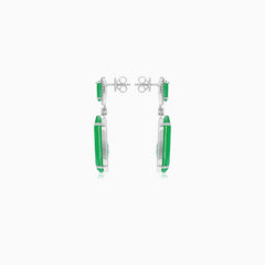 Sterling silver emerald dangling earrings