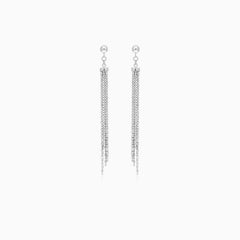 Long sterling silver dangling earrings