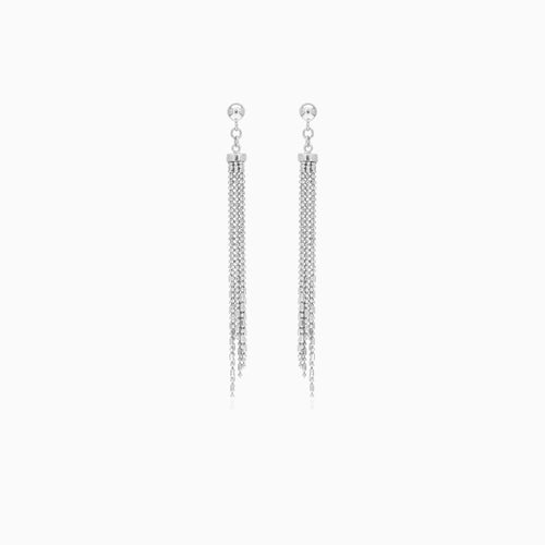 Long sterling silver dangling earrings