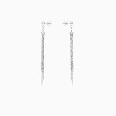 Long sterling silver dangling earrings