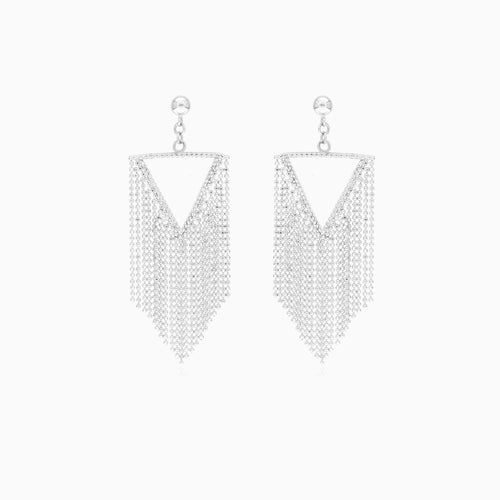 Stylish sterling silver dangling earrings