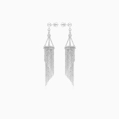 Stylish sterling silver dangling earrings with stone free design