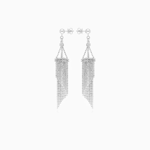 Stylish sterling silver dangling earrings with stone free design