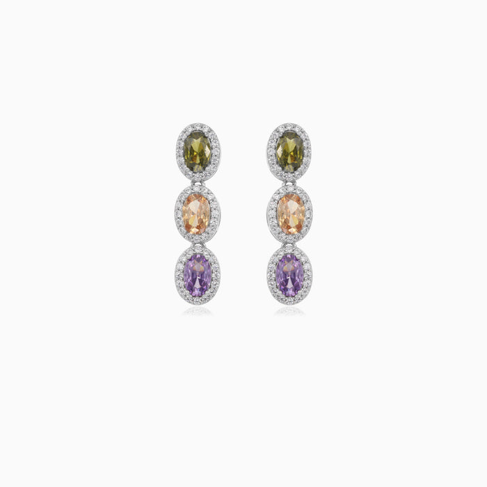 Pendientes colgantes con halo y piedras multicolor