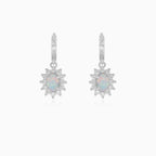 Sterling silver opal halo dangling earrings