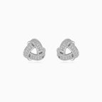 Sterling silver knot stud earrings with cubic zirconia