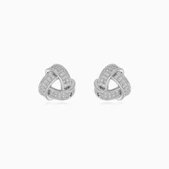 Sterling silver knot stud earrings with cubic zirconia