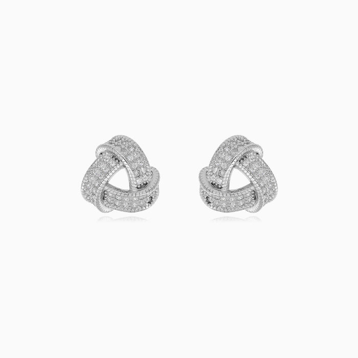 Sterling silver knot stud earrings with cubic zirconia