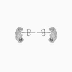 Sterling silver knot stud earrings with cubic zirconia