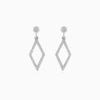 Sterling silver rhombus earrings with zirconia