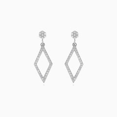 Sterling silver rhombus earrings with zirconia