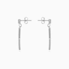 Sterling silver rhombus earrings with zirconia