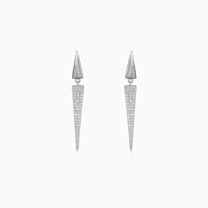 Silver triangle earrings with cubic zirconia