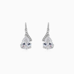 Silver earrings with pear and round zirconia