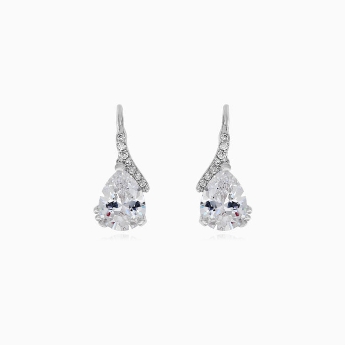 Silver earrings with pear and round zirconia