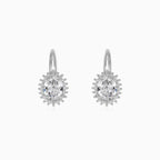 Silver drop earrings with halo design