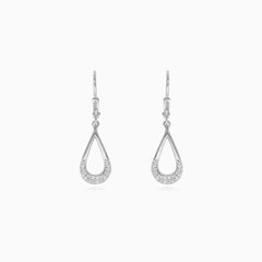 Sterling silver teardrop dangling earrings