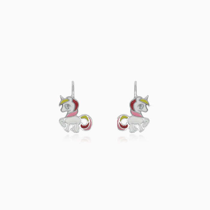 Pendientes colgantes de unicornio de plata de ley