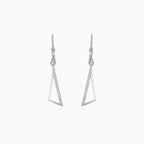 Sterling silver dangling earrings with curved triangle