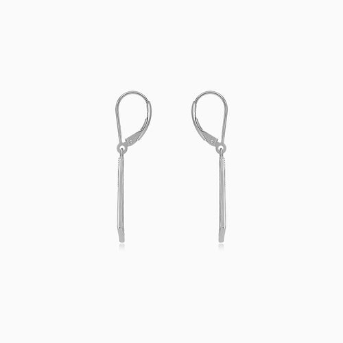 Sterling silver dangling earrings with curved triangle