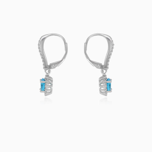 Sterling silver halo blue topaz earrings