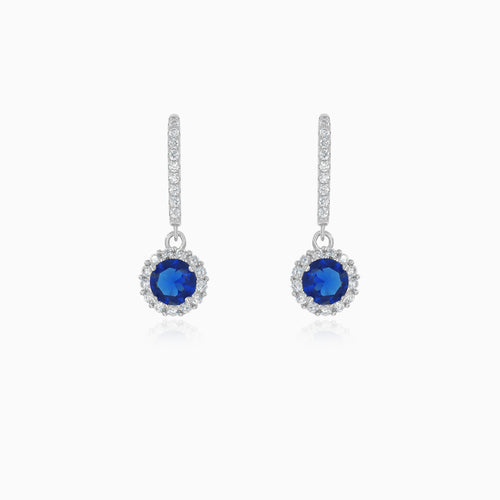 Sterling silver halo sapphire earrings