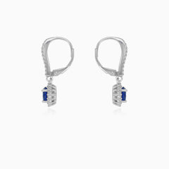 Sterling silver halo sapphire earrings