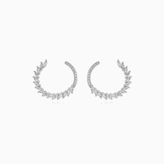 Sterling silver olive branch drop earrings