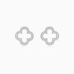 Sterling silver clover stud earrings with zirconia