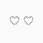 Sterling silver heart stud earrings with zirconia