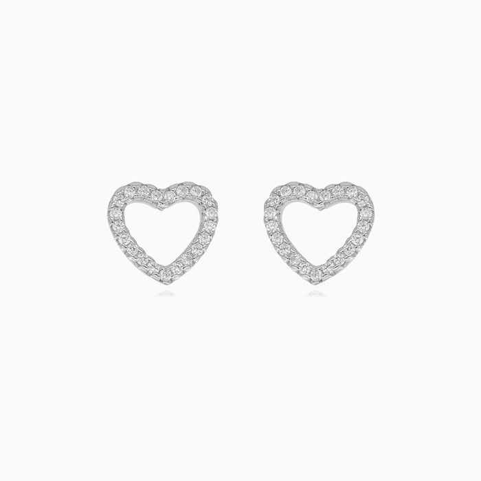 Boucles d’oreilles puces cœur en argent sterling avec zirconia